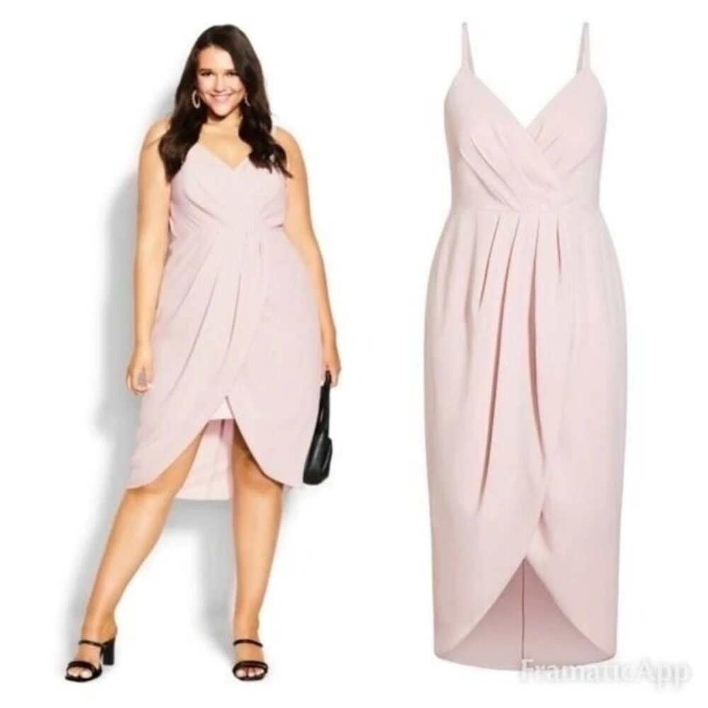 City Chic Light Pink Tulip Dress - Size 12